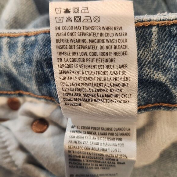 American Eagle Womens Light Wash Highest Rise 90s Flare Jeans Size 6 Distressed - Picture 10 of 15